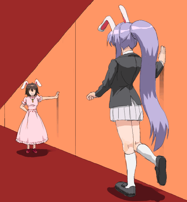 alternate_hairstyle animal_ears artist_request bunny_ears inaba_tewi multiple_girls ponytail reisen_udongein_inaba touhou