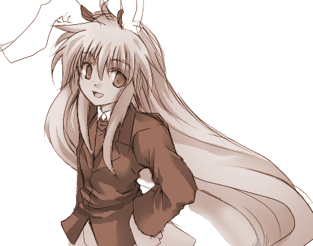 animal_ears artist_request bunny_ears lowres monochrome reisen_udongein_inaba sepia solo touhou