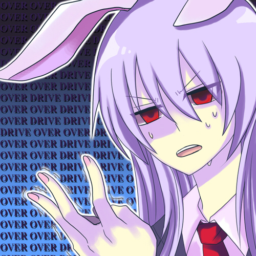 angry animal_ears banned_artist bunny_ears harano iosys_parody lowres red_eyes reisen_udongein_inaba solo sweat sweatdrop touhou
