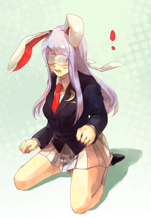 animal_ears artist_request blindfold bunny_ears necktie red_neckwear reisen_udongein_inaba skirt solo touhou