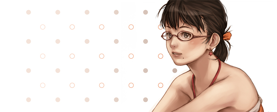 banned_artist camisole earrings glasses jewelry mole mole_under_mouth original ponytail solo studioqube
