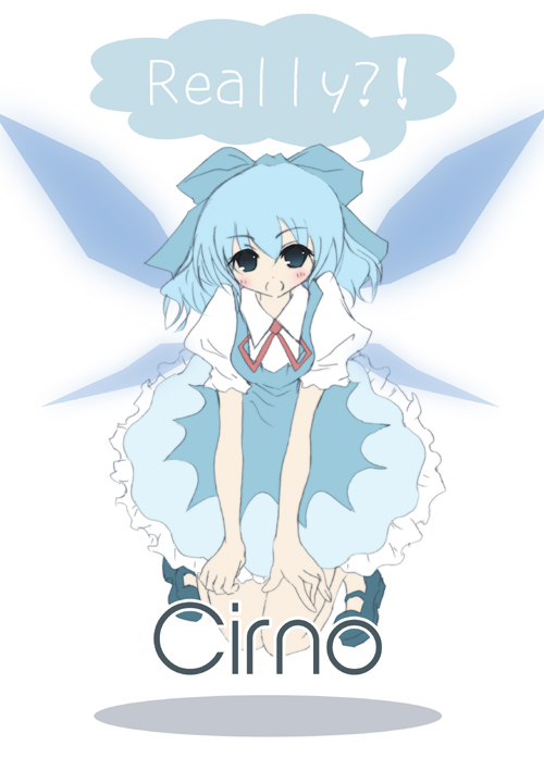 artist_request bangs cirno solo touhou wings