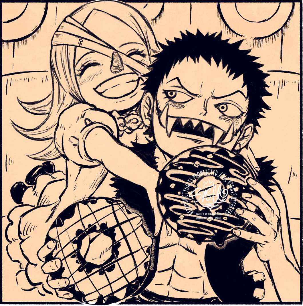 1girl age_difference brother_and_sister charlotte_brulee charlotte_katakuri food one_piece siblings smile younger