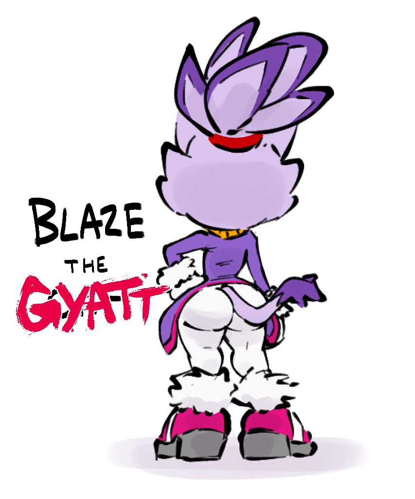 anthro big_butt blaze_the_cat boots bottomwear butt clothing coat domestic_cat felid feline felis female footwear fur hand_on_hip high_heeled_boots high_heels jellotsok looking_away mammal pants purple_body purple_fur sega solo sonic_the_hedgehog_(series) thick_thighs topwear