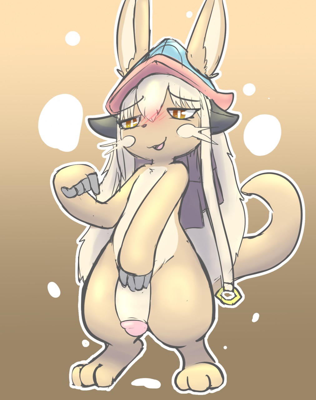 blush digitigrade genitals har hi_res made_in_abyss male nanachi narehate neko3240 penis solo tail