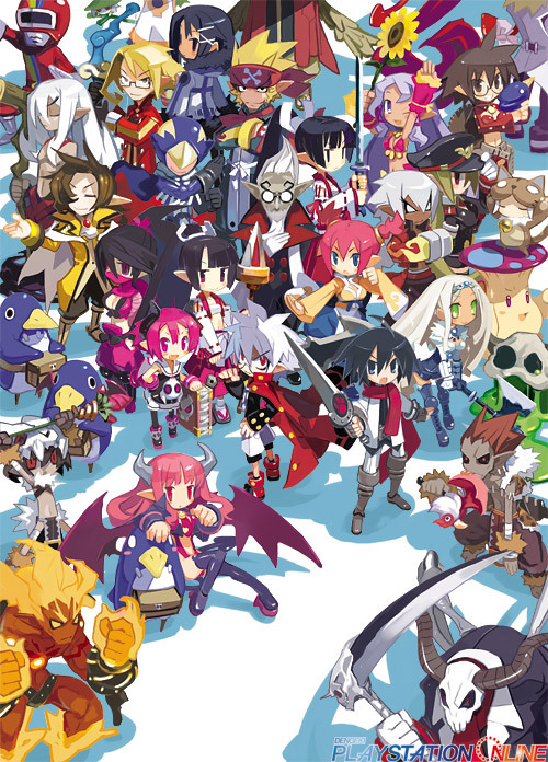 6+girls akutare_(disgaea) almaz_von_almadine_adamant archer_(disgaea) asagiri_asagi asuka_cranekick aurum_(disgaea) berserker_(disgaea) cheerleader_(disgaea) company_connection demon_girl disgaea eringya_(marl_kingdom) everyone female_brawler_(disgaea) fire_demon_(disgaea) geoffrey_(disgaea) glasses gunslinger_(disgaea) harada_takehito horns kyoko_needleworker makai_senki_disgaea_3 male_brawler_(disgaea) male_focus male_healer_(disgaea) mao_(disgaea) marl_kingdom marona_(phantom_brave) masked_hero_(disgaea) master_big_star mr._champloo multiple_boys multiple_girls nippon_ichi official_art open_mouth pantyhose phantom_brave prinny prism_red ranger_(disgaea) raspberyl reaper_(disgaea) red_eyes ronin_(disgaea) saber_kitty_(disgaea) salvatore_(disgaea) sapphire_rhodonite scan shaman_(disgaea) slime_(disgaea) smile succubus succubus_(disgaea) thighhighs watermark