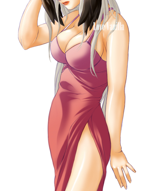 breasts cleavage dress koga_nao large_breasts original solo