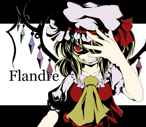 blonde_hair character_name flandre_scarlet hat red_eyes sai_(monochronique) solo touhou wings