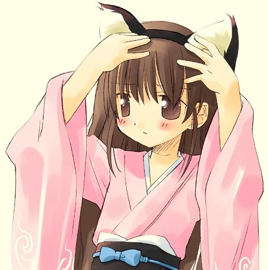 animal_ears artist_request brown_eyes brown_hair cat_ears copyright_request japanese_clothes long_hair long_sleeves solo