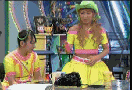 :d animated animated_gif bangs belt bent_over black_hair brown_hair covering covering_crotch cowboy_hat crop_top cup double_bun gloves hair_ornament hat idol indoors kago_ai laughing long_hair lowres midriff morning_musume mug multiple_girls open_mouth photo piko_piko_hammer pointing punching screencap short_hair sitting skirt smile standing table twintails wavy_hair yaguchi_mari