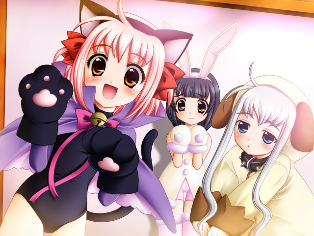 animal_ears bunny_ears cat_ears cosplay dog_ears game_cg multiple_girls nagisawa_yuu tsurupeta_hanyaan