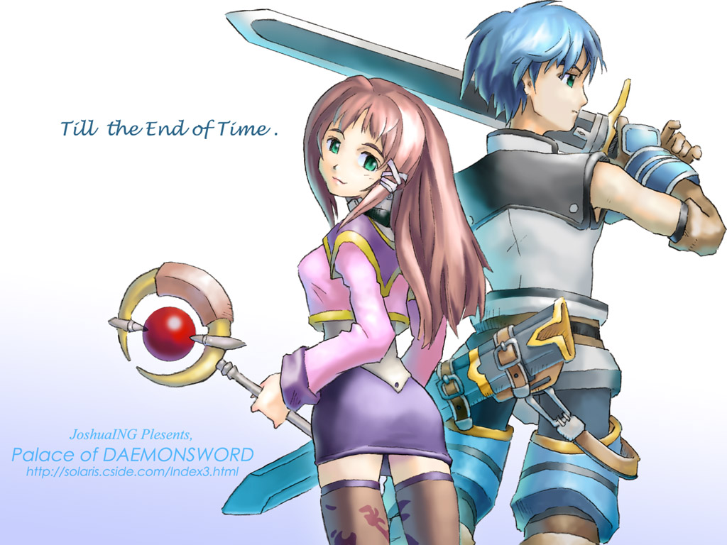 1girl artist_request copyright_name fayt_leingod long_sleeves sophia_esteed star_ocean star_ocean_till_the_end_of_time thighhighs