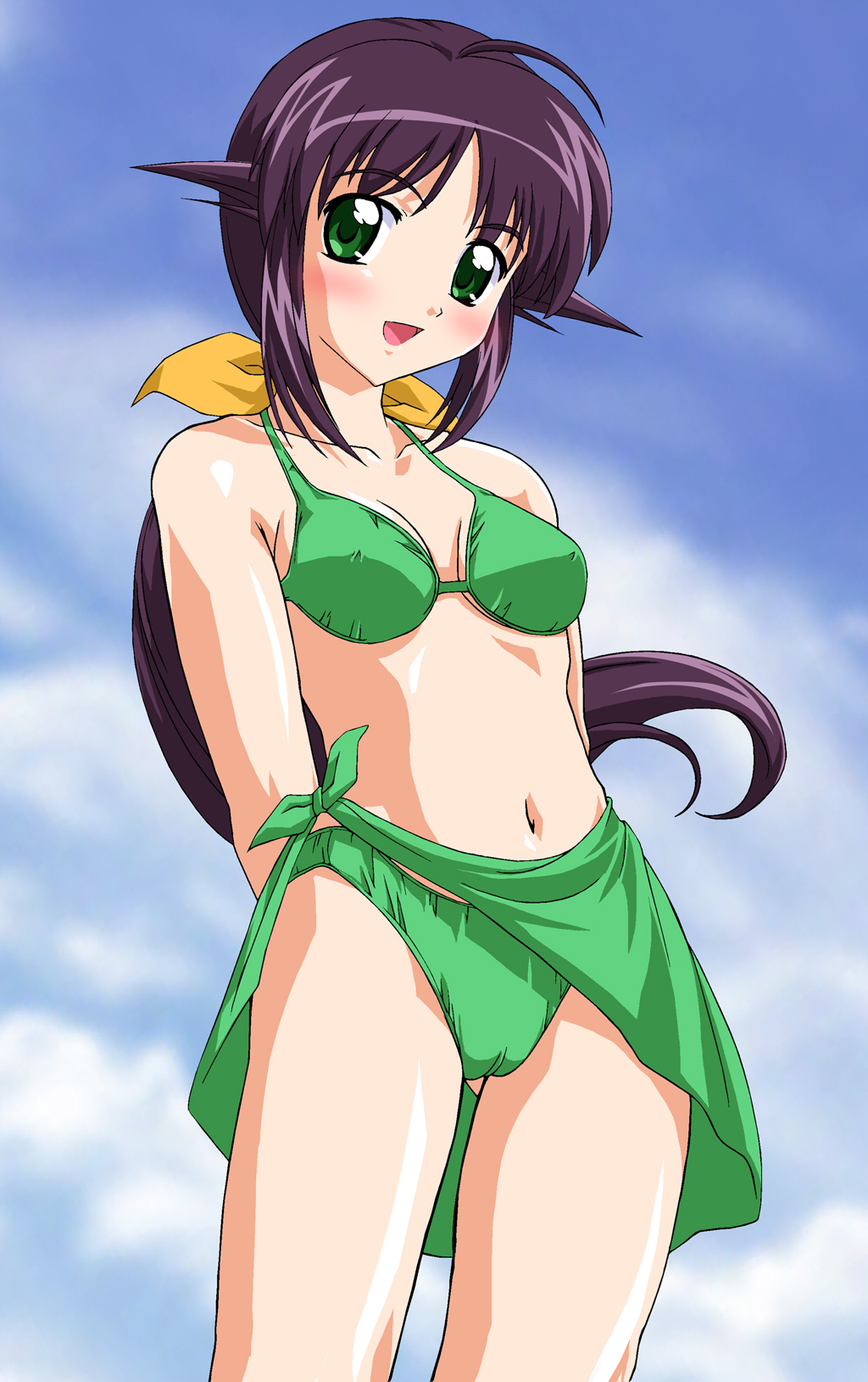andou_mahoro artist_request bikini breasts covered_nipples day highres mahoromatic small_breasts solo swimsuit