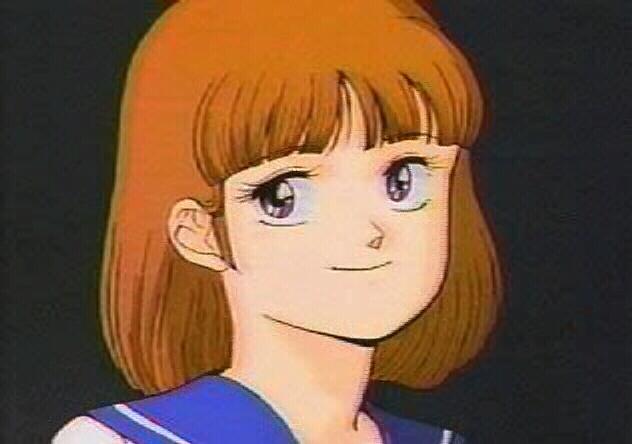 80s brown_hair grey_eyes jpeg_artifacts kyoushoku_soukou_guyver oldschool school_uniform screencap segawa_mizuki short_hair smile solo