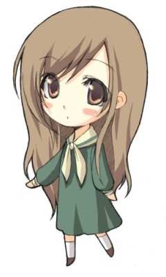 artist_request blush_stickers brown_hair chibi long_hair long_sleeves lowres maria-sama_ga_miteru solo toudou_shimako very_long_hair