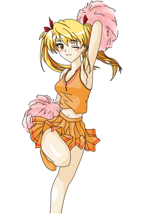 artist_request blonde_hair cheerleader pom_poms sawachika_eri school_rumble solo