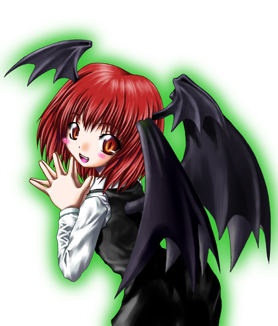 aozora_market bat_wings head_wings koakuma long_sleeves solo touhou wings