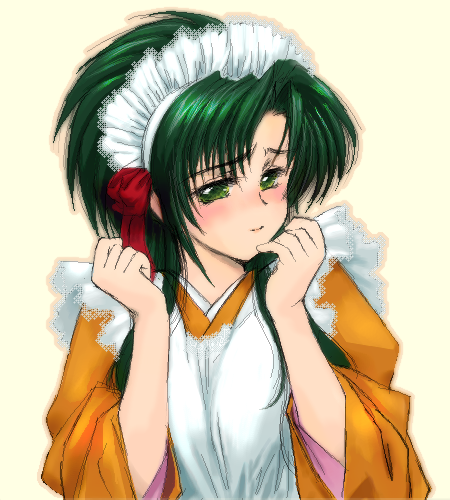green_hair imageboard_colors jochuu-san long_sleeves lowres maid oekaki original solo yagisaka_seto