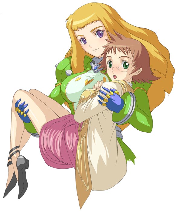artist_request blonde_hair brooch brown_hair carrying dress full_body glasses gloves green_dress green_eyes haruka_armitage jacket jewelry long_hair looking_at_viewer multiple_girls my-otome open_clothes open_jacket person_carrying pink_skirt princess_carry purple_eyes short_hair simple_background skirt smile source_request very_long_hair white_background yukino_chrysant