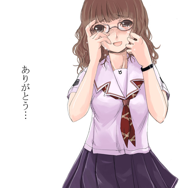 glasses hair_down kazu kibina_high_school_uniform kimi_kiss mizusawa_mao school_uniform solo tears