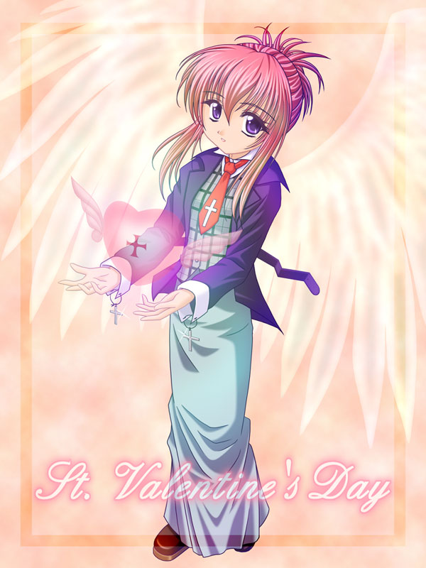 chikage_(sister_princess) long_sleeves masakichi_(crossroad) purple_hair sister_princess solo valentine wings
