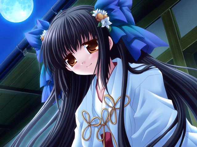 black_hair cross_world game_cg long_hair moon sakurazawa_izumi solo tsukika_himenogi