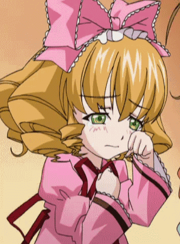 animated animated_gif blonde_hair bow hina_ichigo long_sleeves lowres pink_bow rozen_maiden solo tears