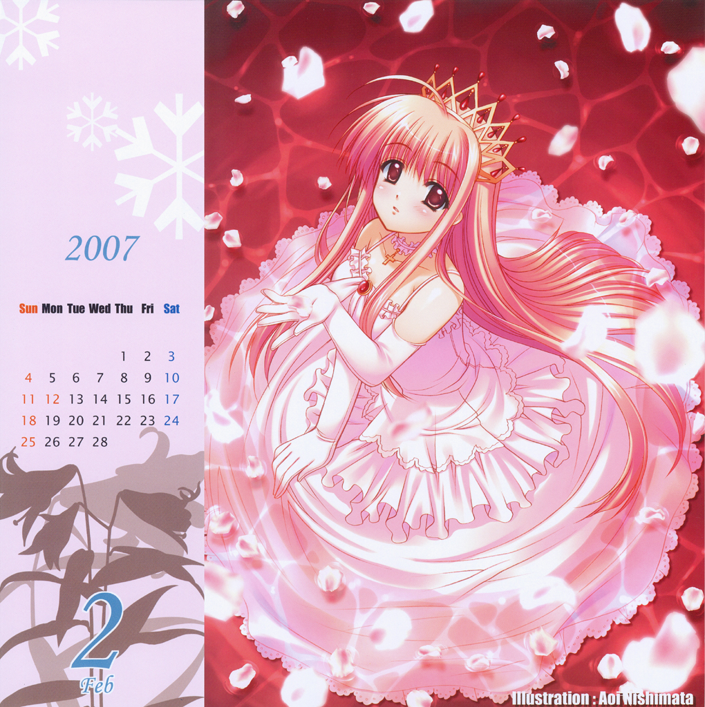 calendar_(medium) copyright_request crown elbow_gloves gloves hat nishimata_aoi princess solo