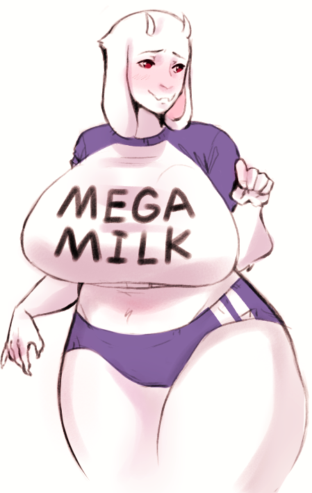big_breasts blush boss_monster bovid breasts caprine clothed clothing crop_top cute_fangs darkriallet digital_media_(artwork) female floppy_ears goat horn mammal mature_female red_eyes shirt thick_thighs toriel undertale video_games