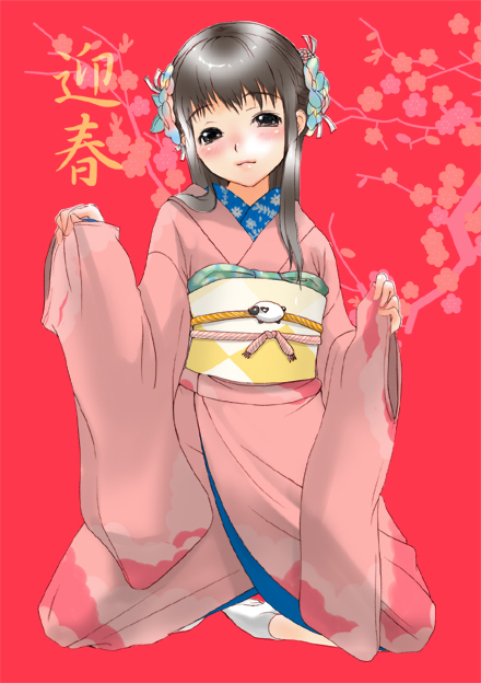 artist_request bangs copyright_request japanese_clothes kimono solo