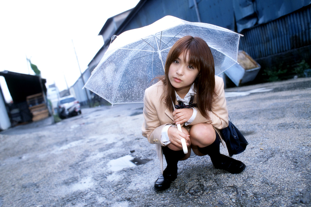 asian av_idol mihiro_taniguchi non-anime_related panties pantyshot photo school_uniform solo umbrella underwear