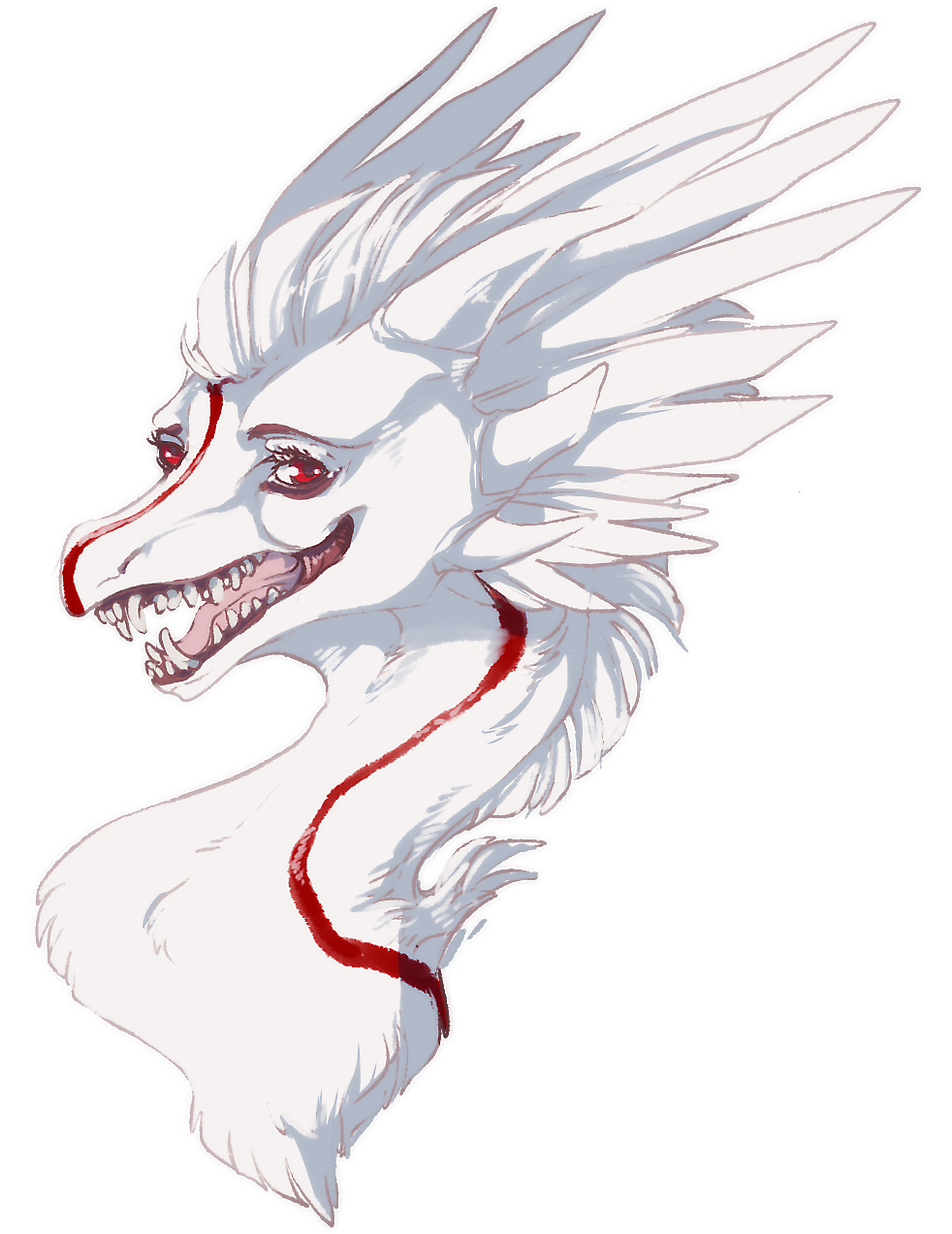 2016 alpha_channel ambiguous_gender digital_media_(artwork) dragon flight_rising fur furred_dragon hair headshot_portrait open_mouth portrait ravoilie red_eyes simple_background smile solo teeth tongue transparent_background white_fur white_hair wildclaw_dragon