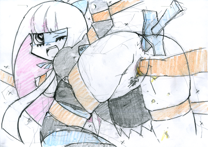 anal censored deep insertion object_insertion panty_&amp;_stocking_with_garterbelt sketch stocking_(character) stocking_(psg) stripes_i_&amp;_ii vaginal