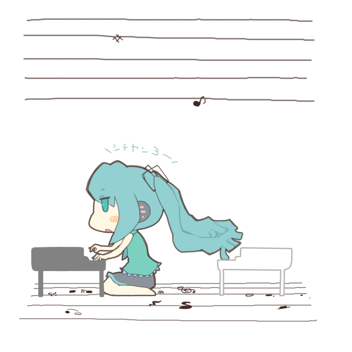 hatsune_miku inishie instrument long_hair md5_mismatch music piano prehensile_hair solo vocaloid