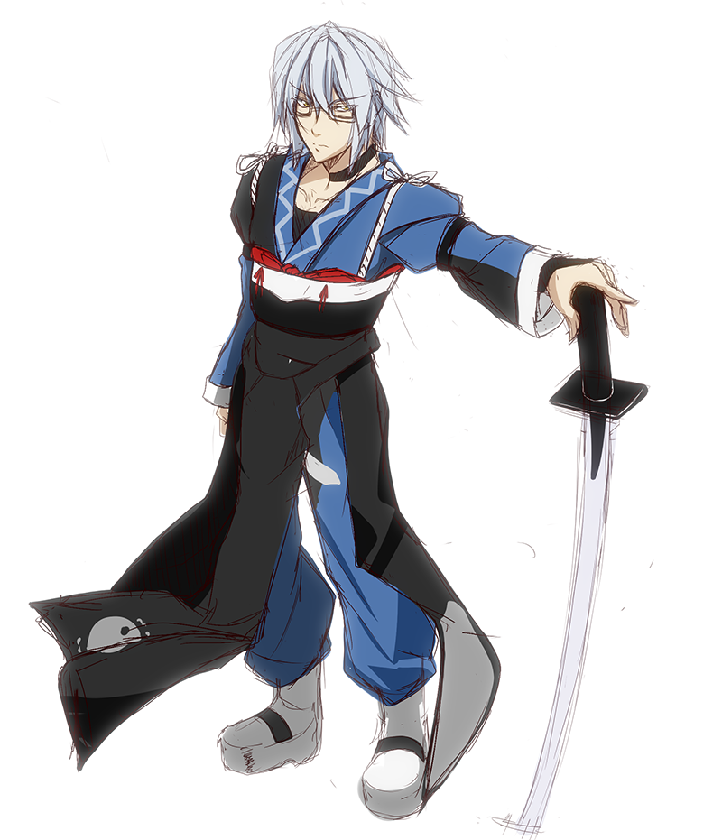 bad_id bad_pixiv_id kamo_(yokaze) male_focus morichika_rinnosuke solo standing sword touhou weapon