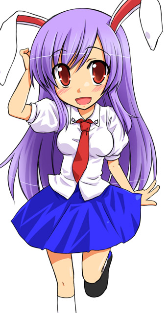 animal_ears bunny_ears kazami_ruku necktie purple_hair red_eyes red_neckwear reisen_udongein_inaba solo touhou