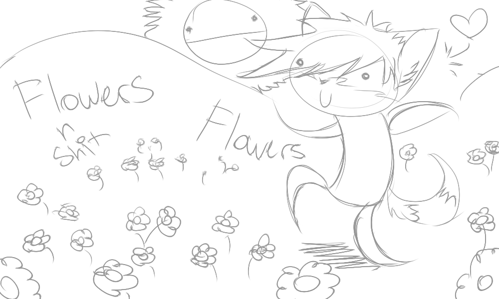 canine chibi derp flowers fox hakijagu1 ryke sketch sun