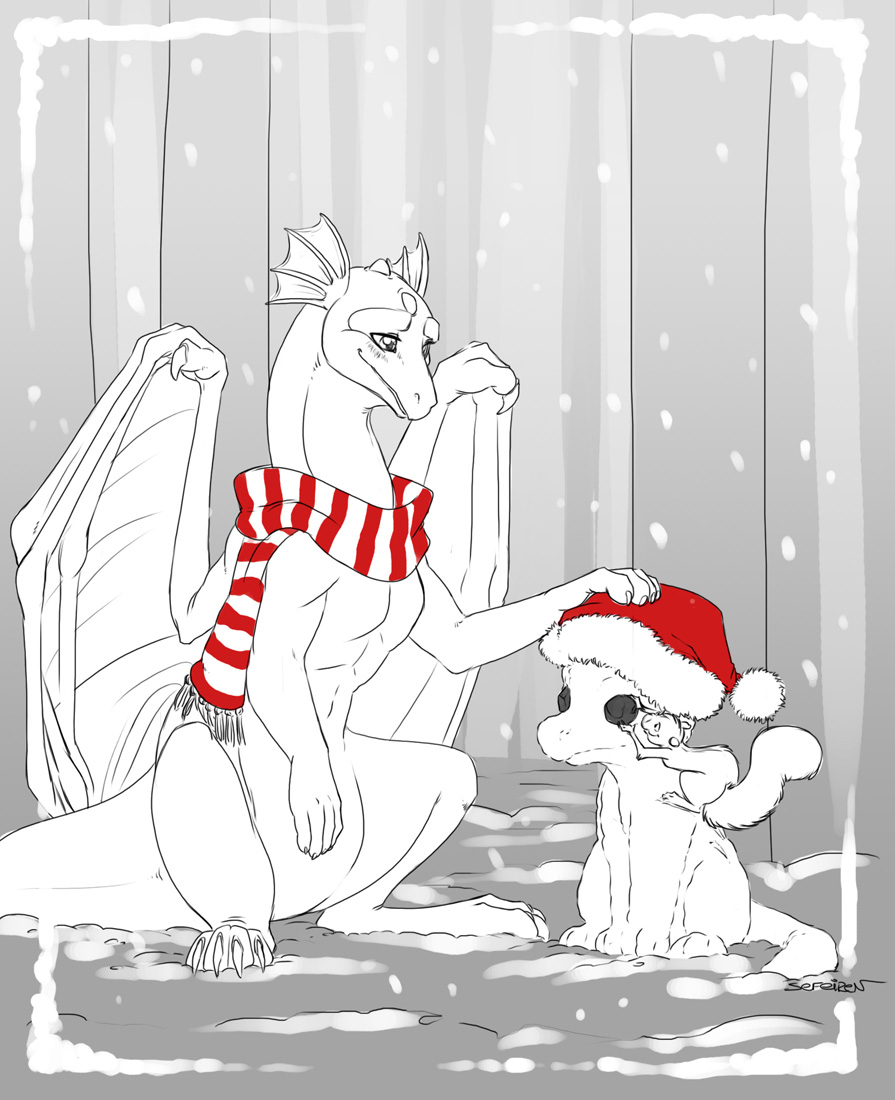 border christmas claws coal dragon female feral forest hat helping hindpaw holiday holidays mammal paws rodent scalie scarf sefeiren sketch slitherette snow snow_dragon snowman squirrel stripes tail tree trees whelp wings winter wood xmas