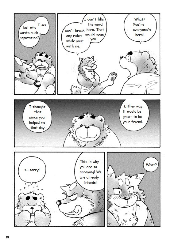 blush canine comic dialog dialogue dog greyscale hard_translated male mammal monochrome overweight text translated wantaro