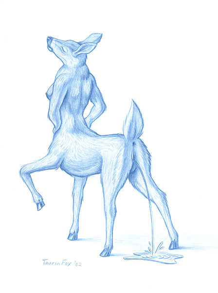 2002 anus breasts cervine deer eyes_closed female hooves nude peeing pussy raised_tail side_boob solo tail taur taurin_fox watersports