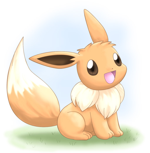 brown_eyes eevee looking_at_viewer nintendo pemyu plain_background pok&#233;mon pok&eacute;mon simple_background smile solo tail video_games white_background