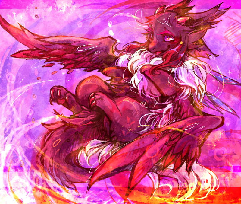 cute dragon flight horns paws red scalie tagme wings