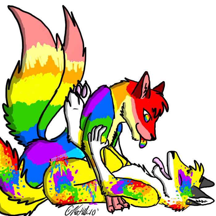 badcoin canine eyes_closed fox gay male ms_paint rainbow sex