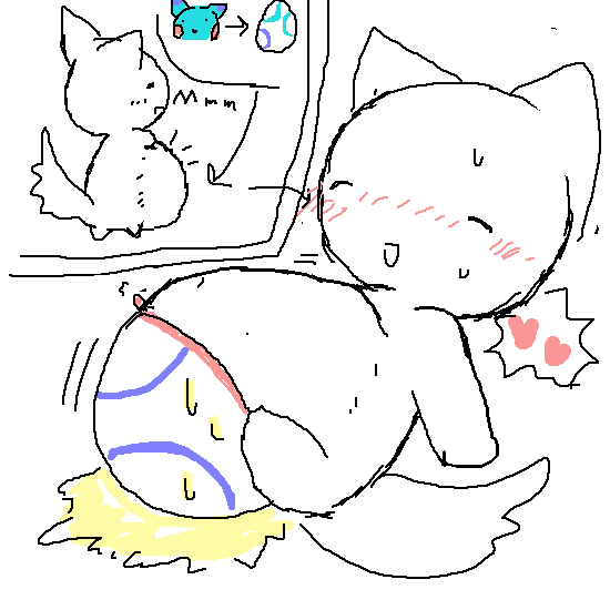 belly birth blush egg eyes_closed female frost happy pok&eacute;mon pussy tail unbirthing wx