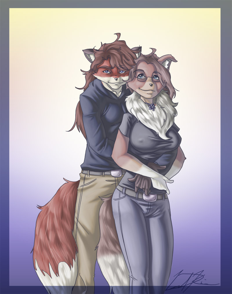 artwolfe canine couple dog female fox glasses hug male