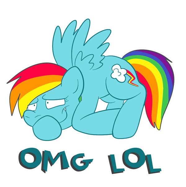 all_fours blue blue_fur cutie_mark english_text equine female feral friendship_is_magic fur grin hair hooves horse humor laughter lol mammal multi-colored_hair my_little_pony omg pegasus plain_background pony rainbow rainbow_dash_(mlp) rainbow_hair reaction_image solo technicolor_pie text white_background wings