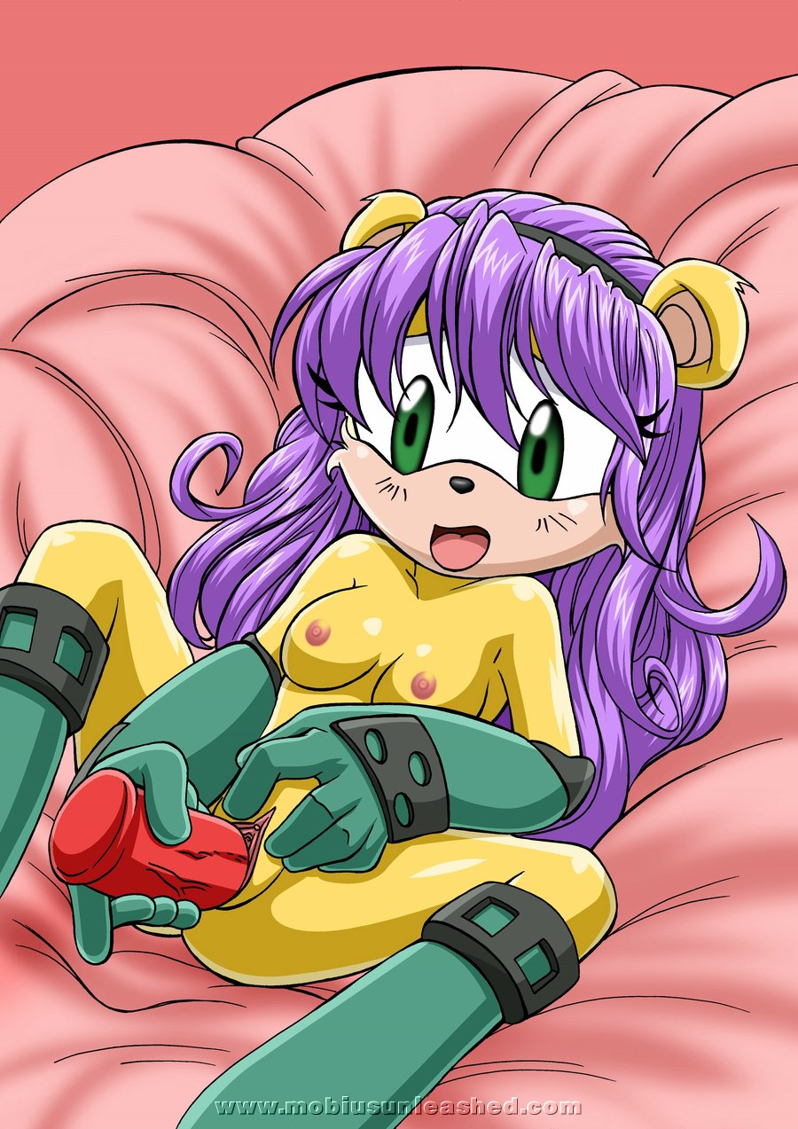 bed boots breasts dildo female gloves green_eyes masturbation mina_mongoose mobian mobius_unleashed mongoose nude penetration purple_hair pussy sega sex_toy solo sonic_(series) vaginal vaginal_penetration