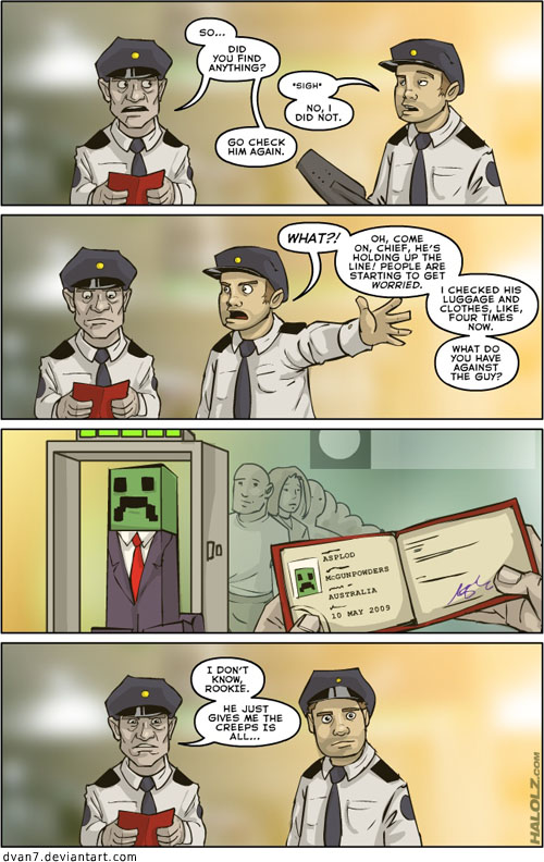 airport comic creeper minecraft security_guard