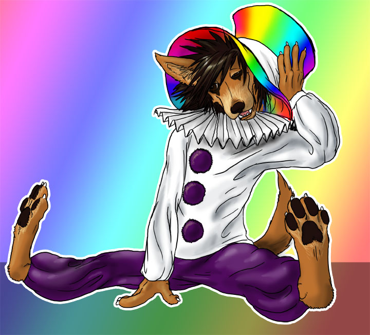 acid canine clown cute hat rainbow solo top_hat vallhund