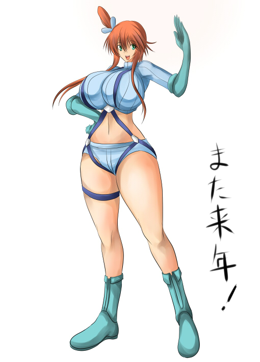 breasts cleavage fuuro_(pokemon) gym_leader pokemon smile umino_mokuzu_(a4_size)
